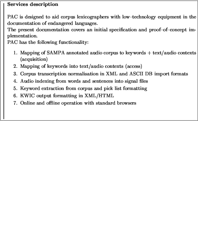 \fbox{
\rule{1pt}{0.45\textheight}
\raisebox{0.44\textheight}{
\begin{minipage}[...
...ine and offline operation with standard browsers
\end{enumerate}\end{minipage}}}