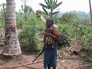 An Ega mother fetching firewood.