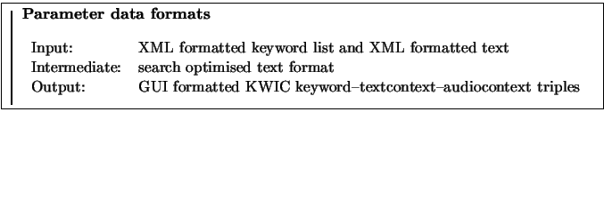 \fbox{
\rule{1pt}{0.12\textheight}
\raisebox{0.11\textheight}{
\begin{minipage}[...
...KWIC keyword--textcontext--audiocontext triples\\
\end{tabular}\end{minipage}}}