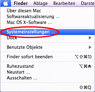 Apfelmenue ffnen und Systemeinstellungen whlen