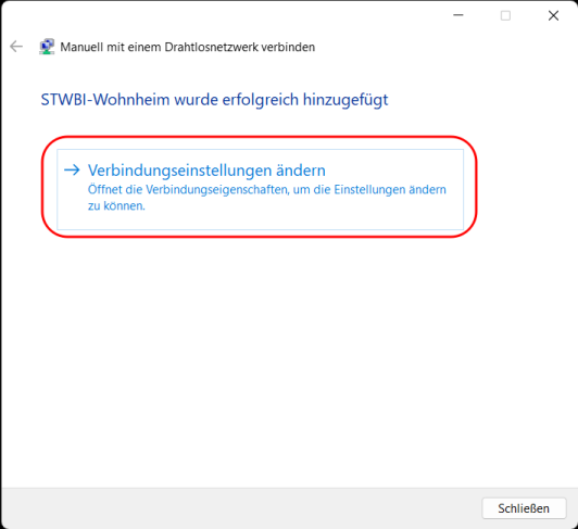 Verbindungseinstellungen ndern